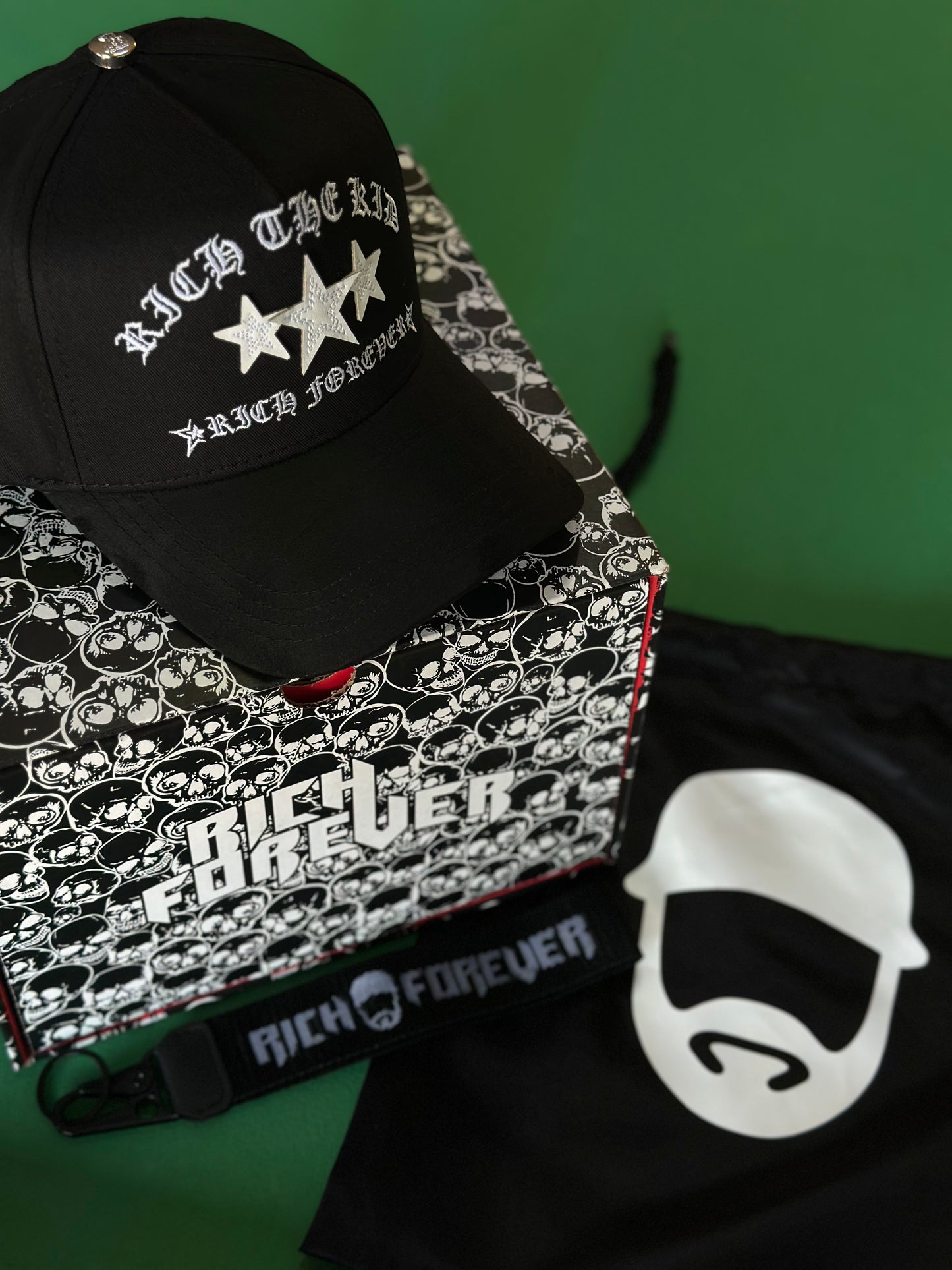 El Barbas Hats x Rich The Kid - Skate or Die, Chrome I Blackout, Rich Stars (3 hats)